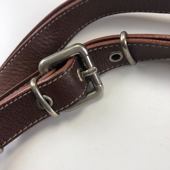 L’Incontro brown leather double handle handbag silver hardware - Picture 2 of 12